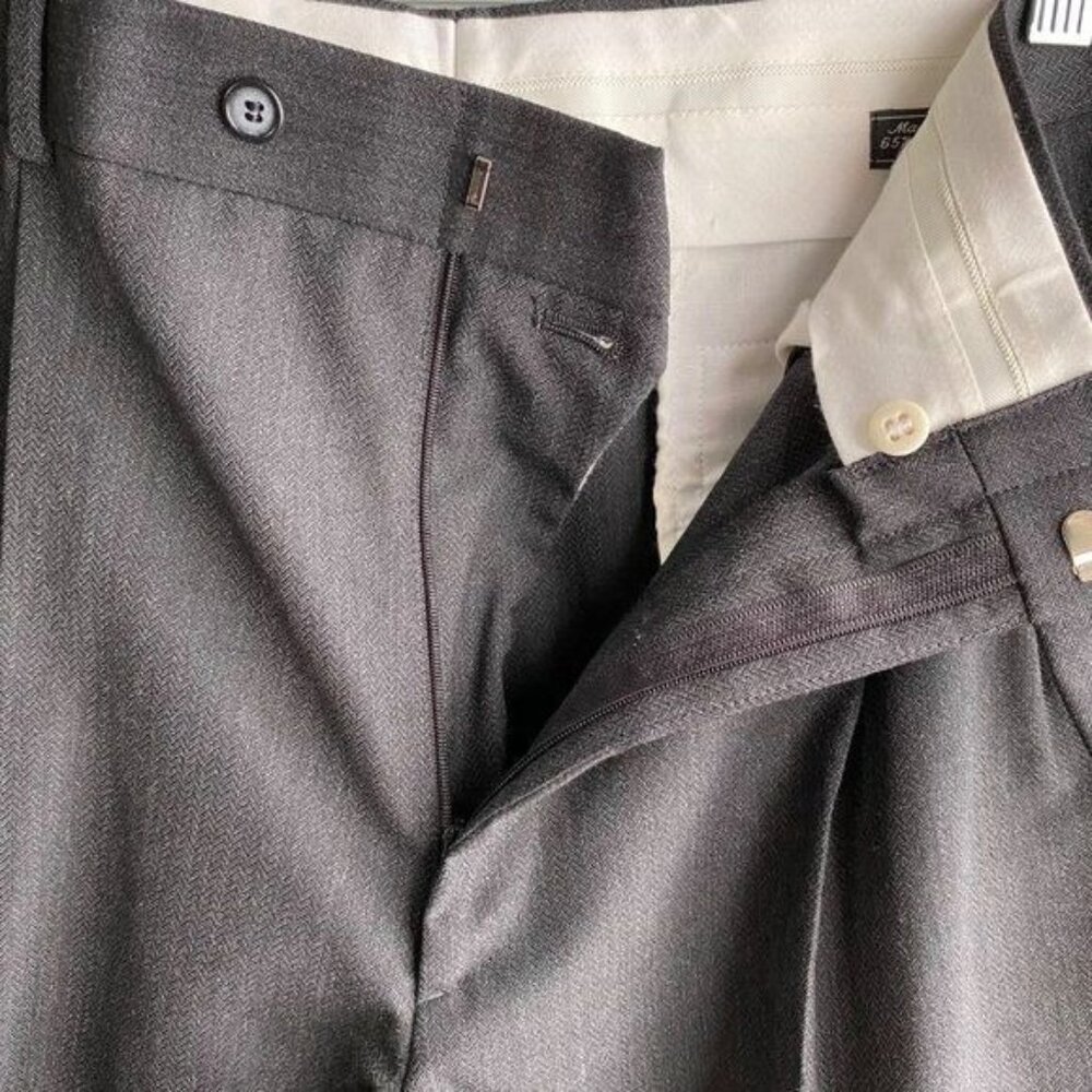 Bert Pulitzer Men's Wool Dress Pants Size 36 X 32 Gray Pleated Cuffed Vintage - Picture 7 of 11